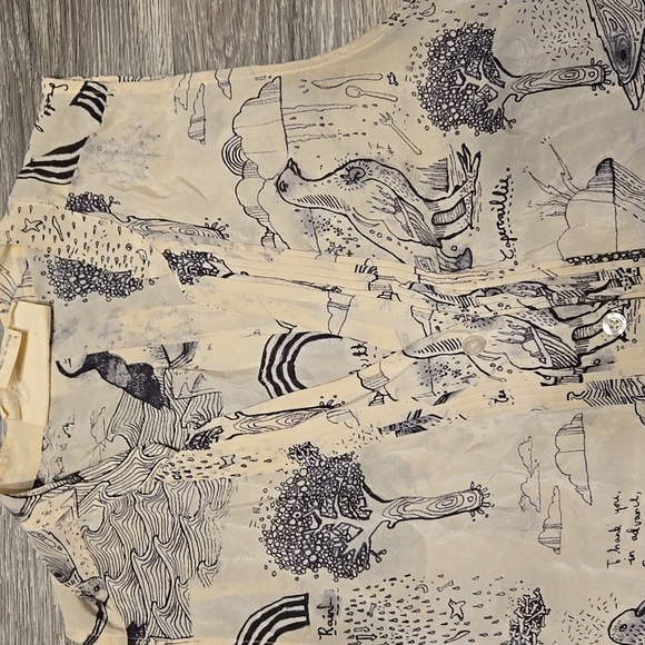 Anthropologie Rare Scottish Winds Frightened Rabbit Silk Tunic Top Size 6 - Picture 3 of 3